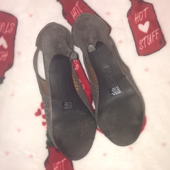 Style & Co Heels Suede like Material Dark Gray Open Toe 3”heel Zip back … - Picture 6 of 11